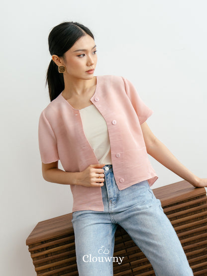 Arya Basic Pleats Top - Dusty Pink