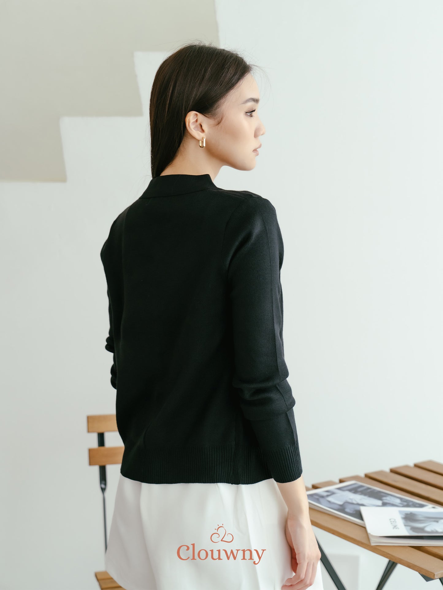 Nava Collar Knit Cardigan - Black