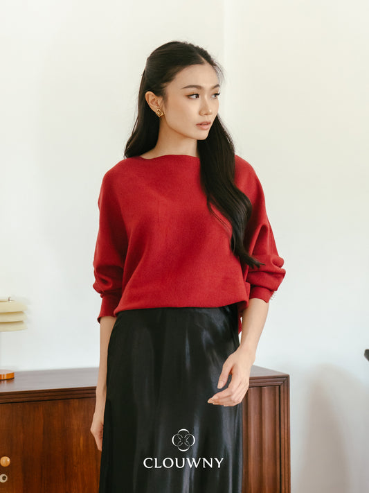 Arvi Glitter Batwing Top - Maroon