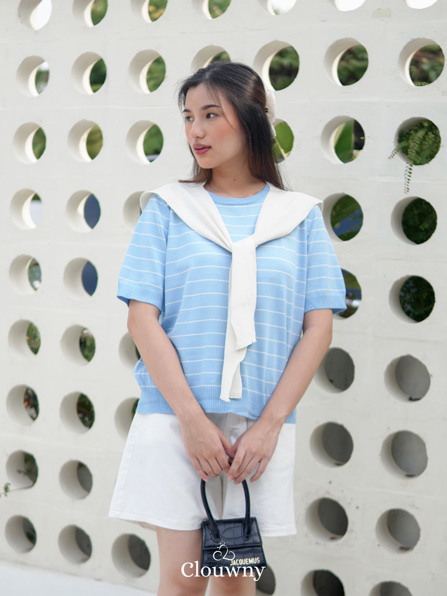 Keiko Scarf Top - Light Blue