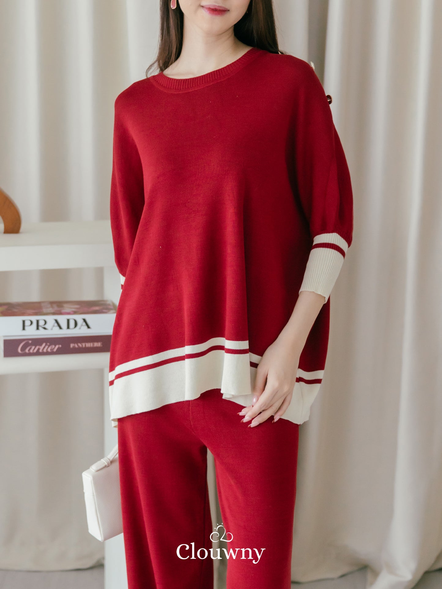 Yunita Side Button Set - Maroon