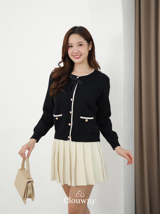 Fedora Button Knit Cardigan - Black