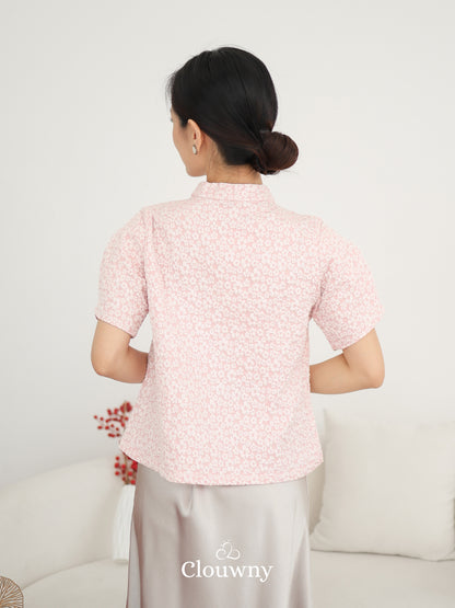 Jiro Button Qipao Top - Pink