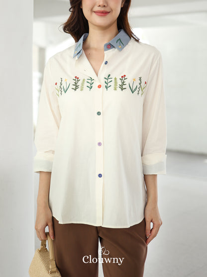 Lavena Button Shirt - Cream