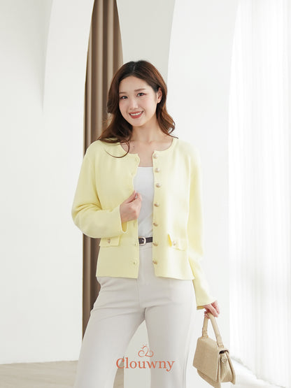 Luxen Button Cardigan - Yellow