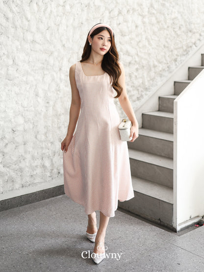 Callaia Houndstooth Dress - Pink