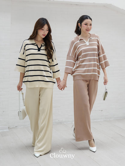 Set Garis Natasya - Krem
