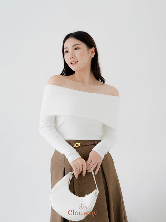 Sherina Sabrina Top Shoulder - White