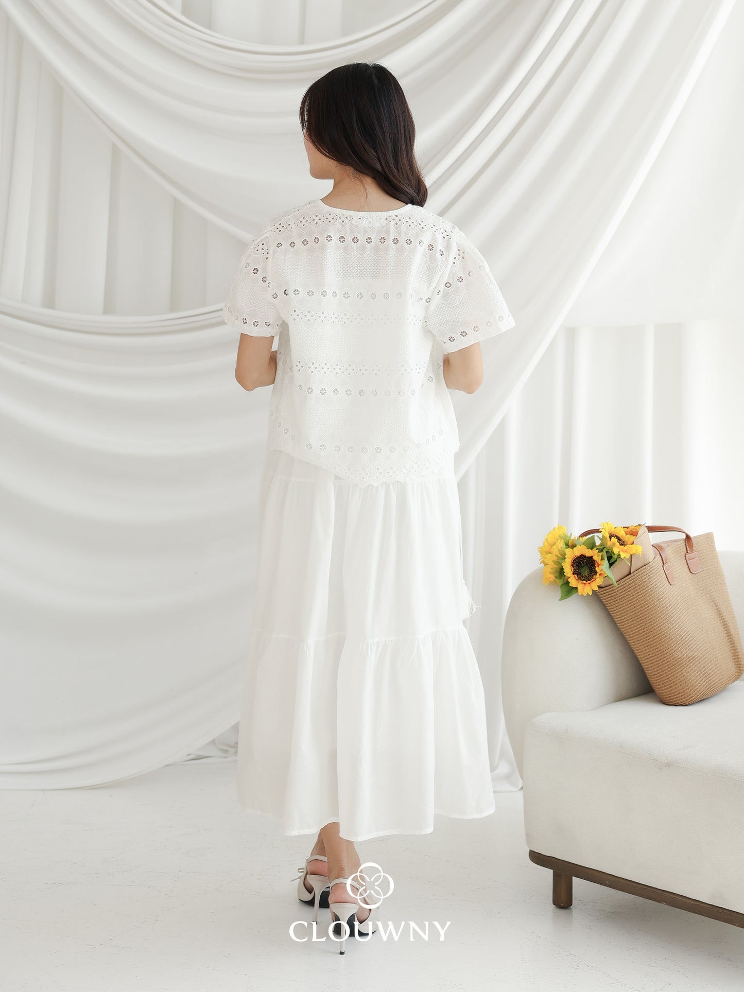 Silca Rubber Broderie Dress - White