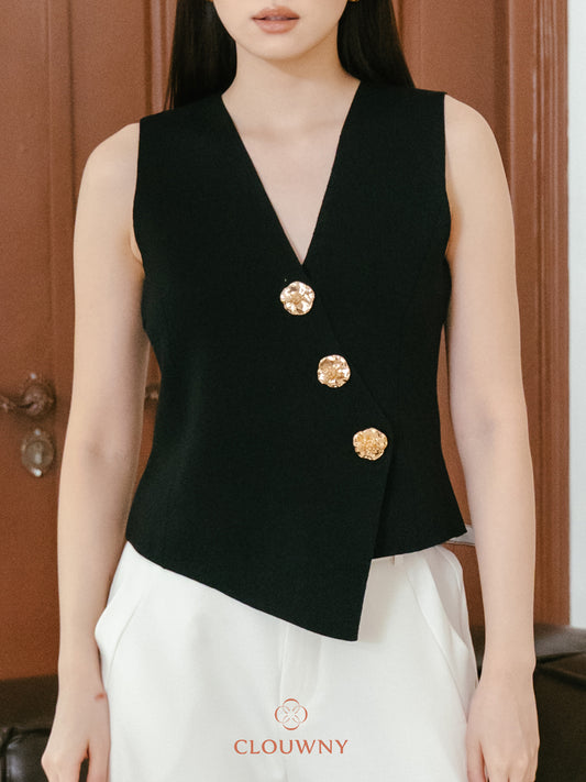 Bianca Asymmetric Vest - Black