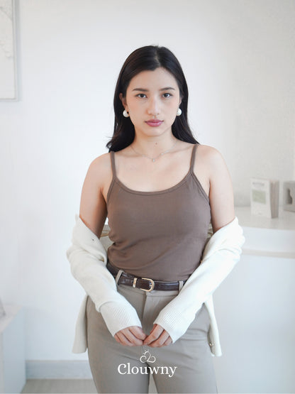 Essential Tanktop Bra Spagheti Strap - Mocca