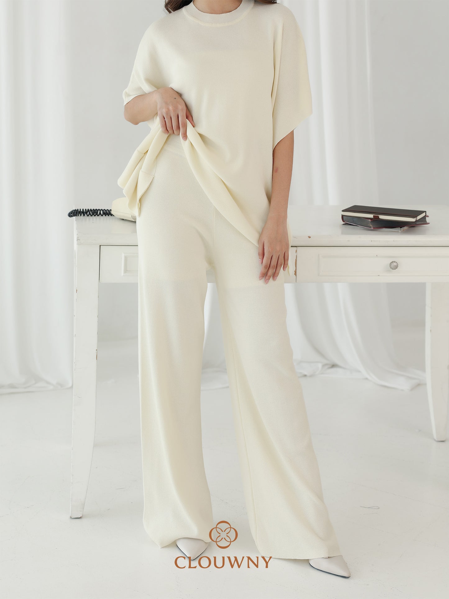 Joel Batwing Knit Set - Broken White
