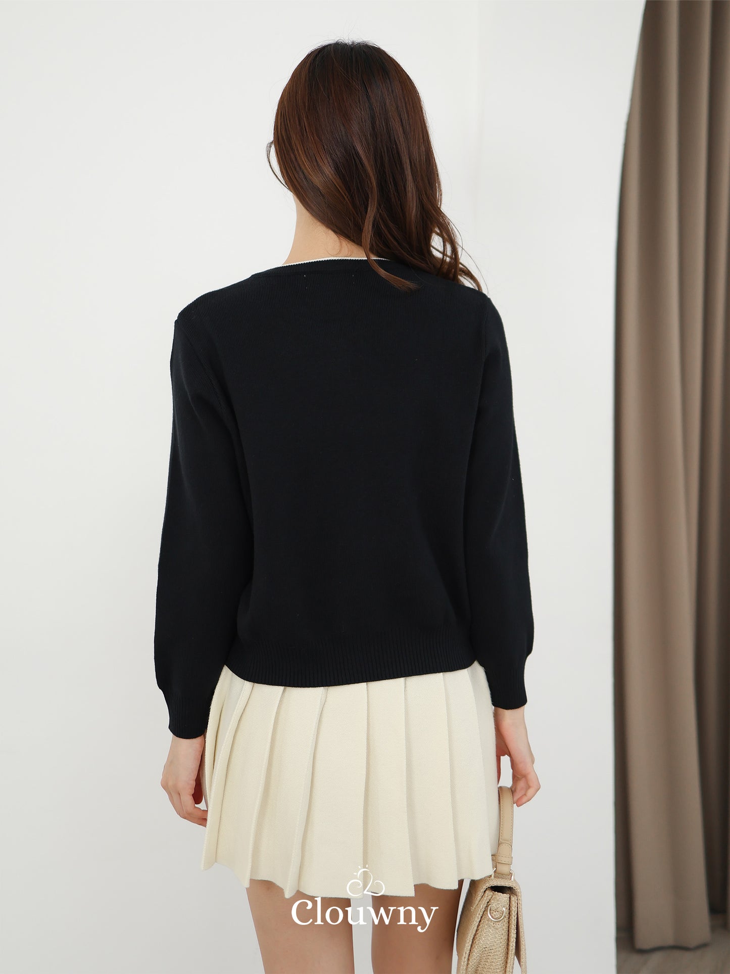 Fedora Button Knit Cardigan - Black