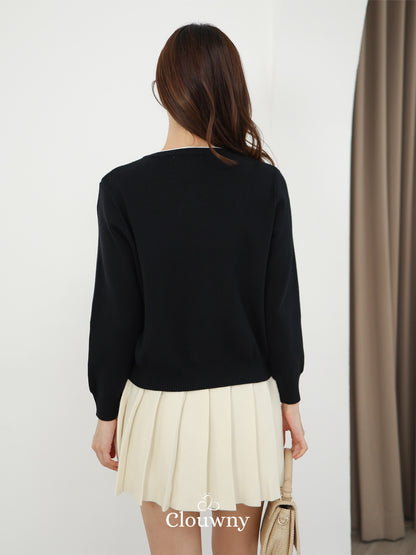 Fedora Button Knit Cardigan - Black