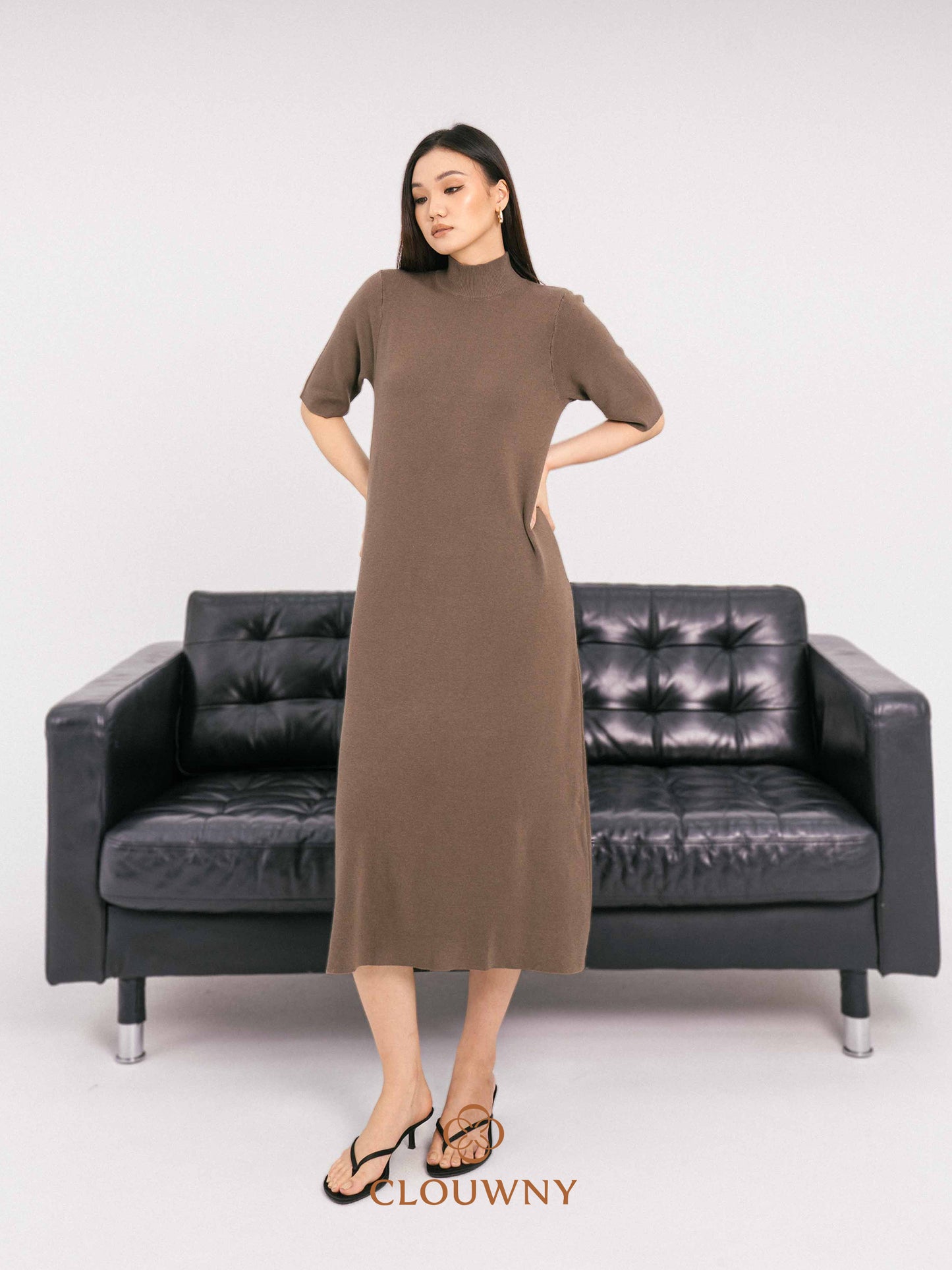Mirage Turtle Knit Dress - Beige
