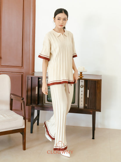 Aureli Collar Knit Set - Cream