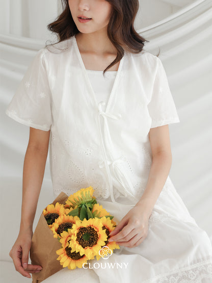 Katama Tiered Broderie Dress - White