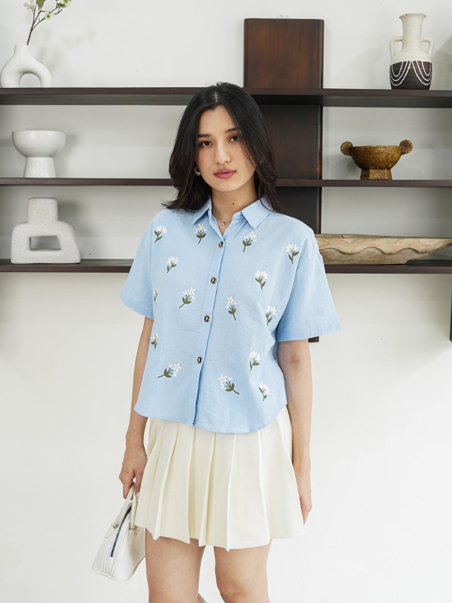 Riley Mini Flower Shirt - Blue