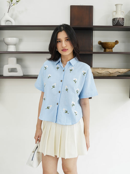 Riley Mini Flower Shirt - Blue