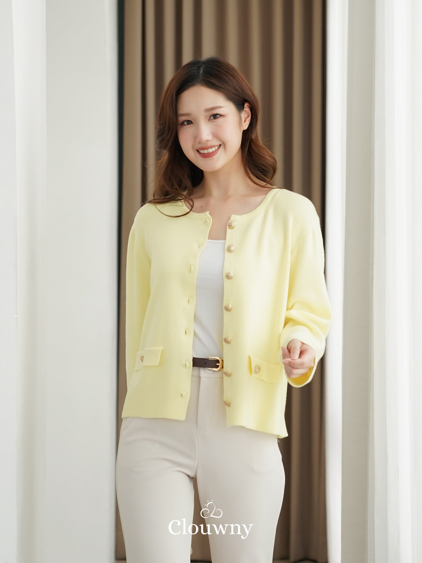 Luxen Button Cardigan - Yellow