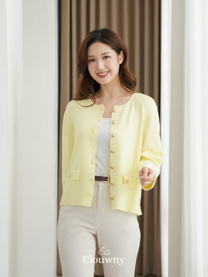 Luxen Button Cardigan - Yellow