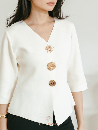 Helios Midisleeve Top - Cream