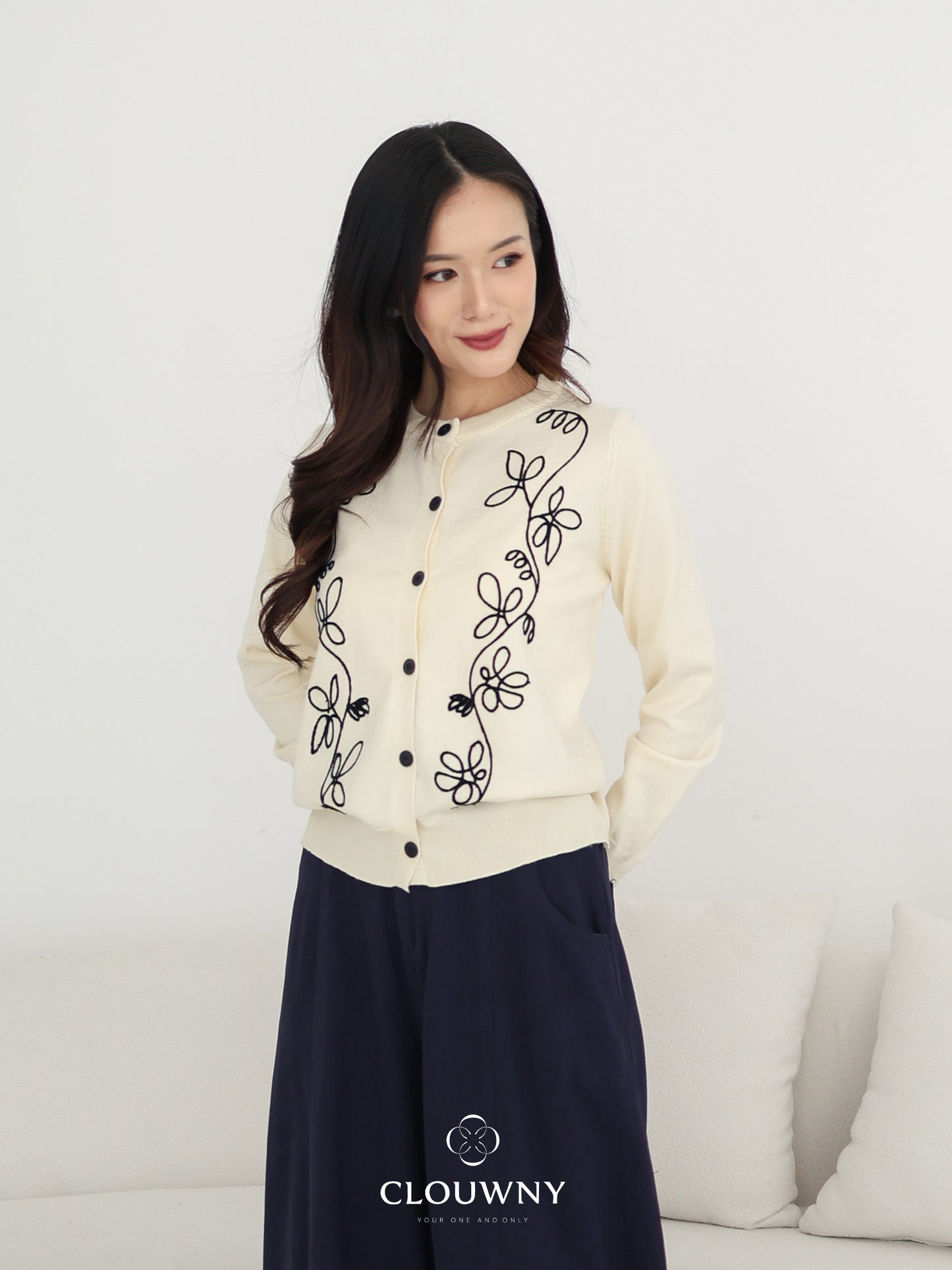 Brinda Button Cardigan - Cream