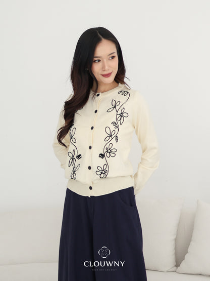 Brinda Button Cardigan - Cream