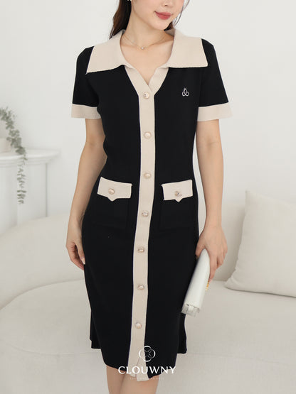 Lesa Double Pocket Knit Dress - Black