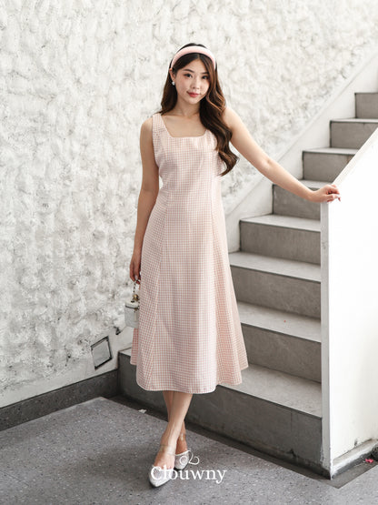 Callaia Houndstooth Dress - Pink