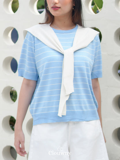 Keiko Scarf Top - Light Blue