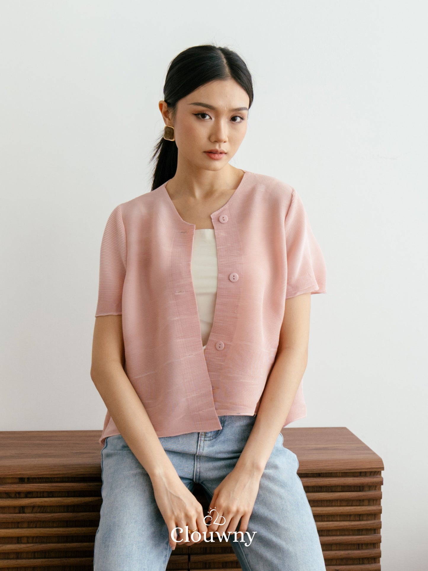 Arya Basic Pleats Top - Dusty Pink