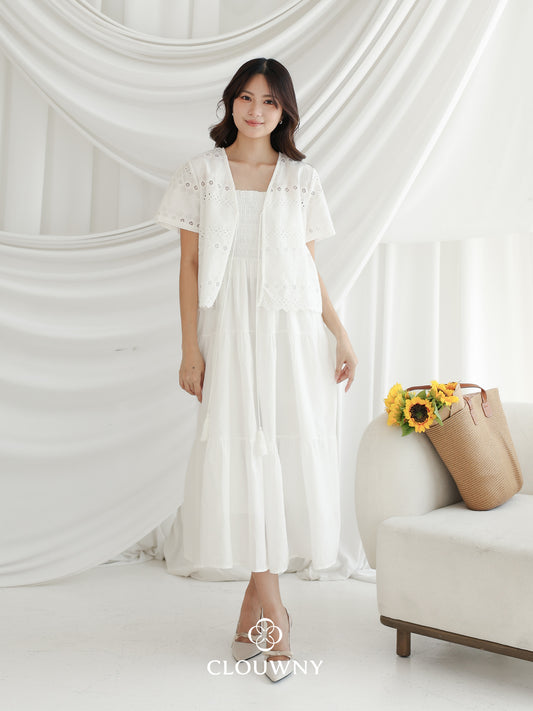 Silca Rubber Broderie Dress - White