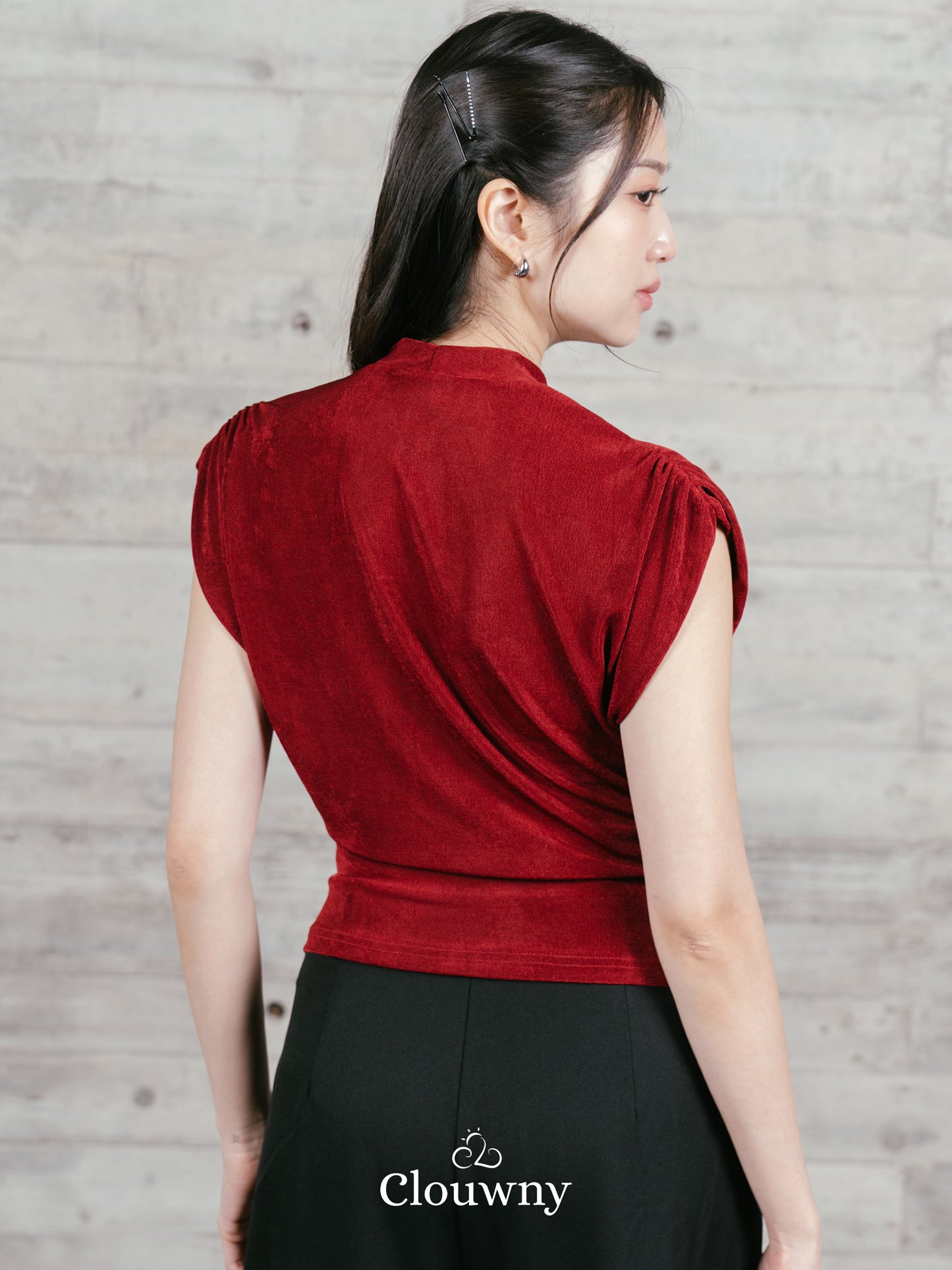 Gemi Vneck Knit Top - Maroon