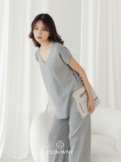 Kala Vneck Knit Set - Grey