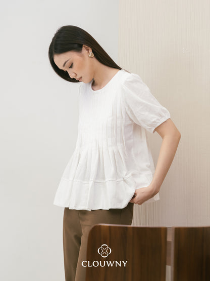 Elysia Pleated Top - White
