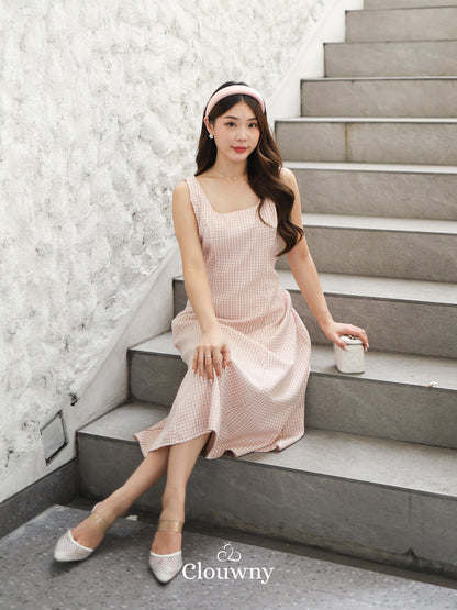 Callaia Houndstooth Dress - Pink