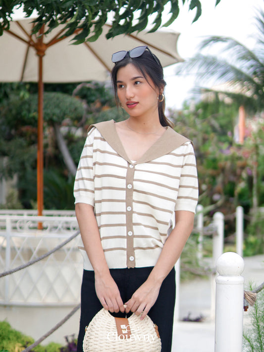 Emi Stripes Top - Khaki