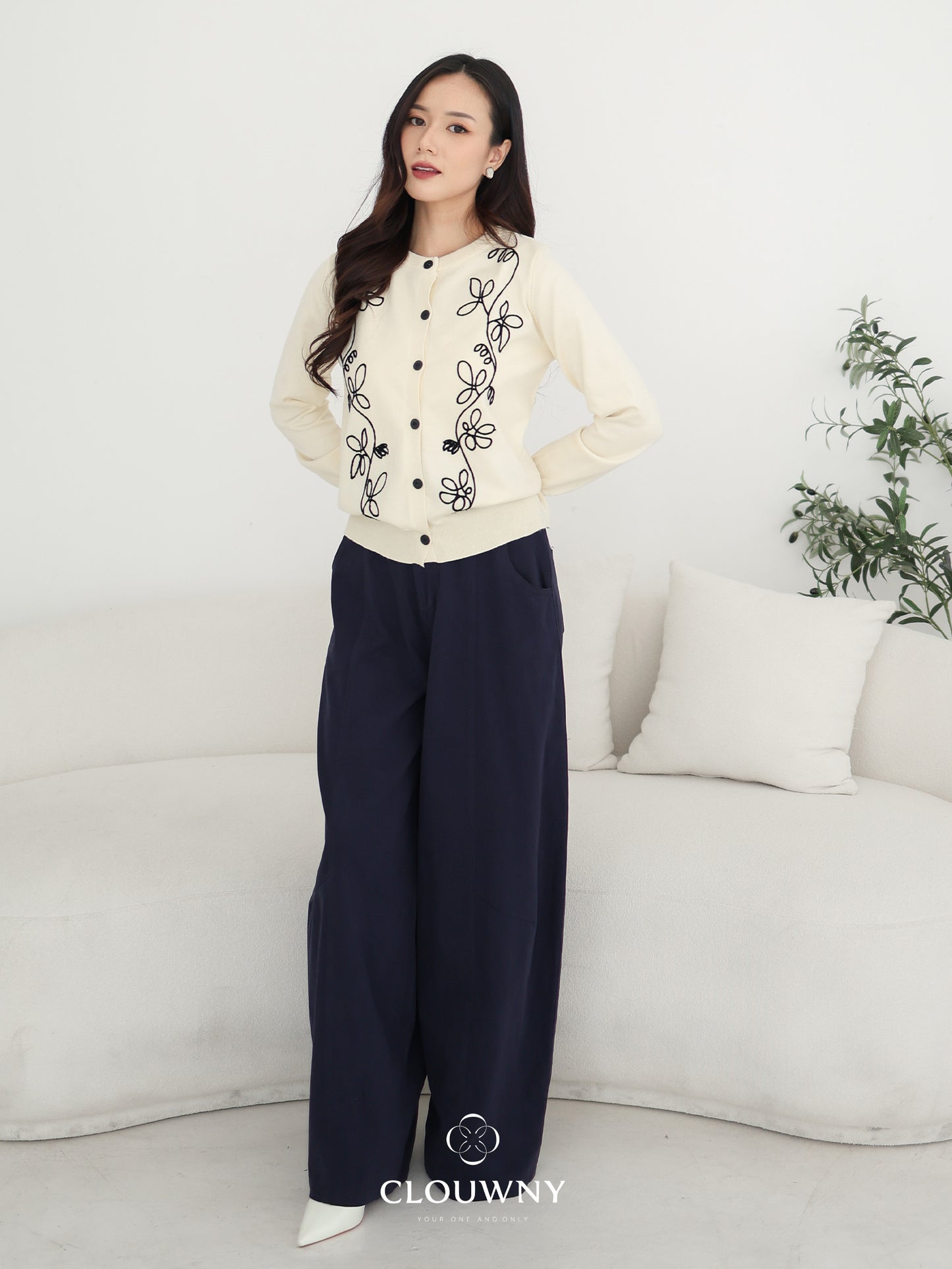 Brinda Button Cardigan - Cream