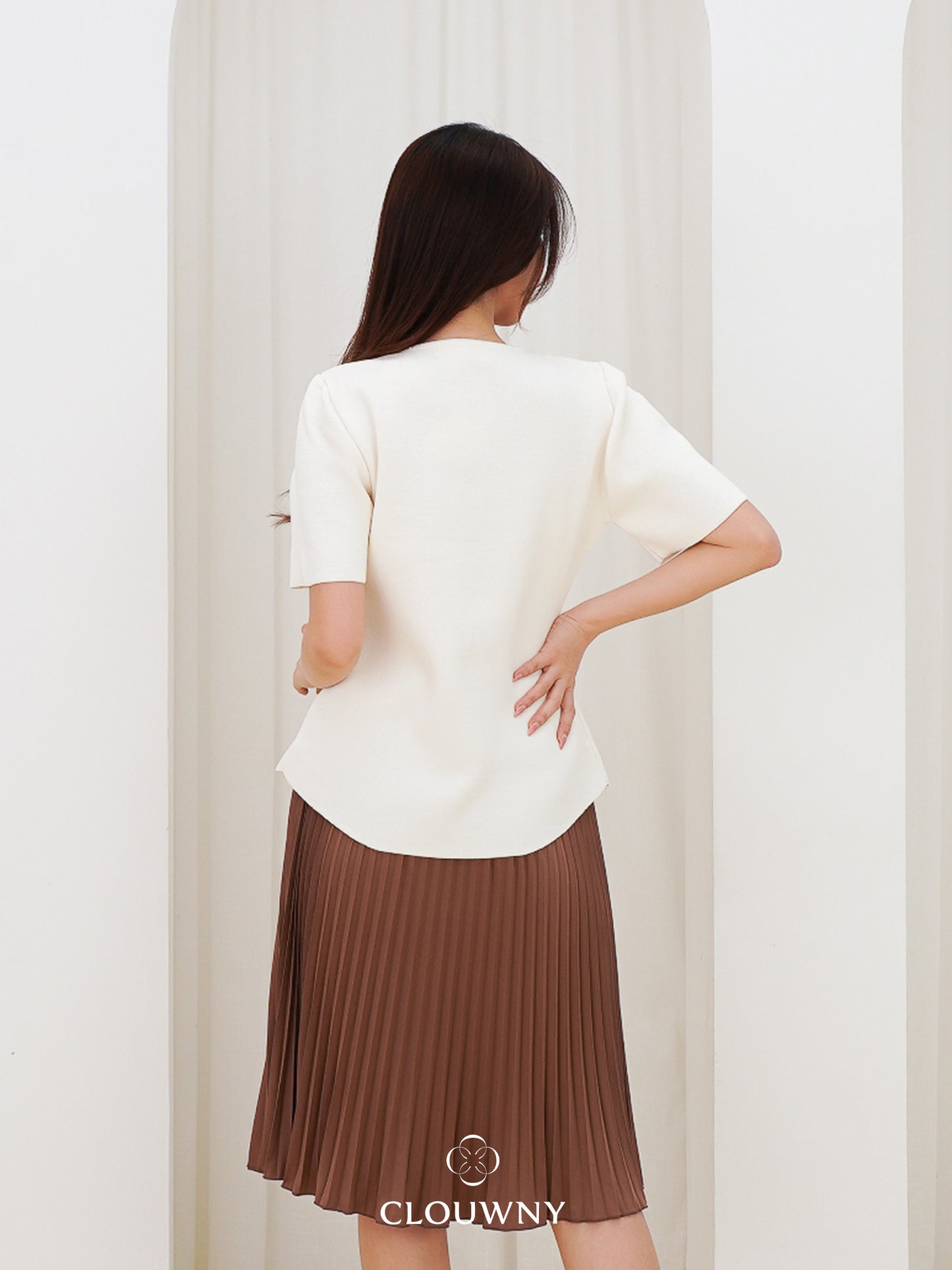 Valencia Peplum Button Top - Cream