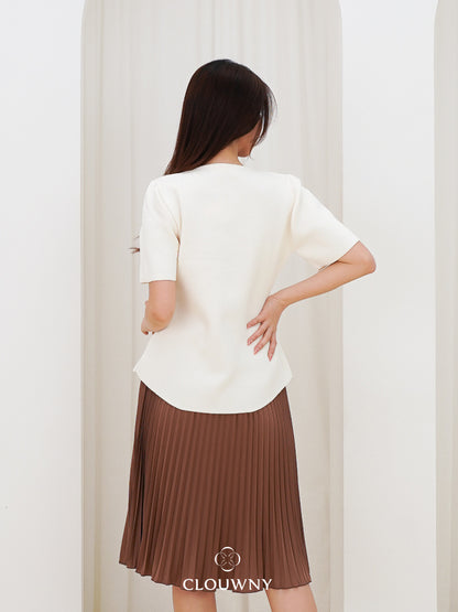Valencia Peplum Button Top - Cream