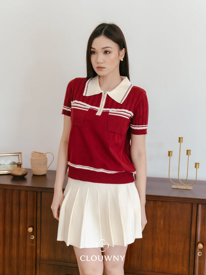 Lanna Zipper Knit Top - Maroon