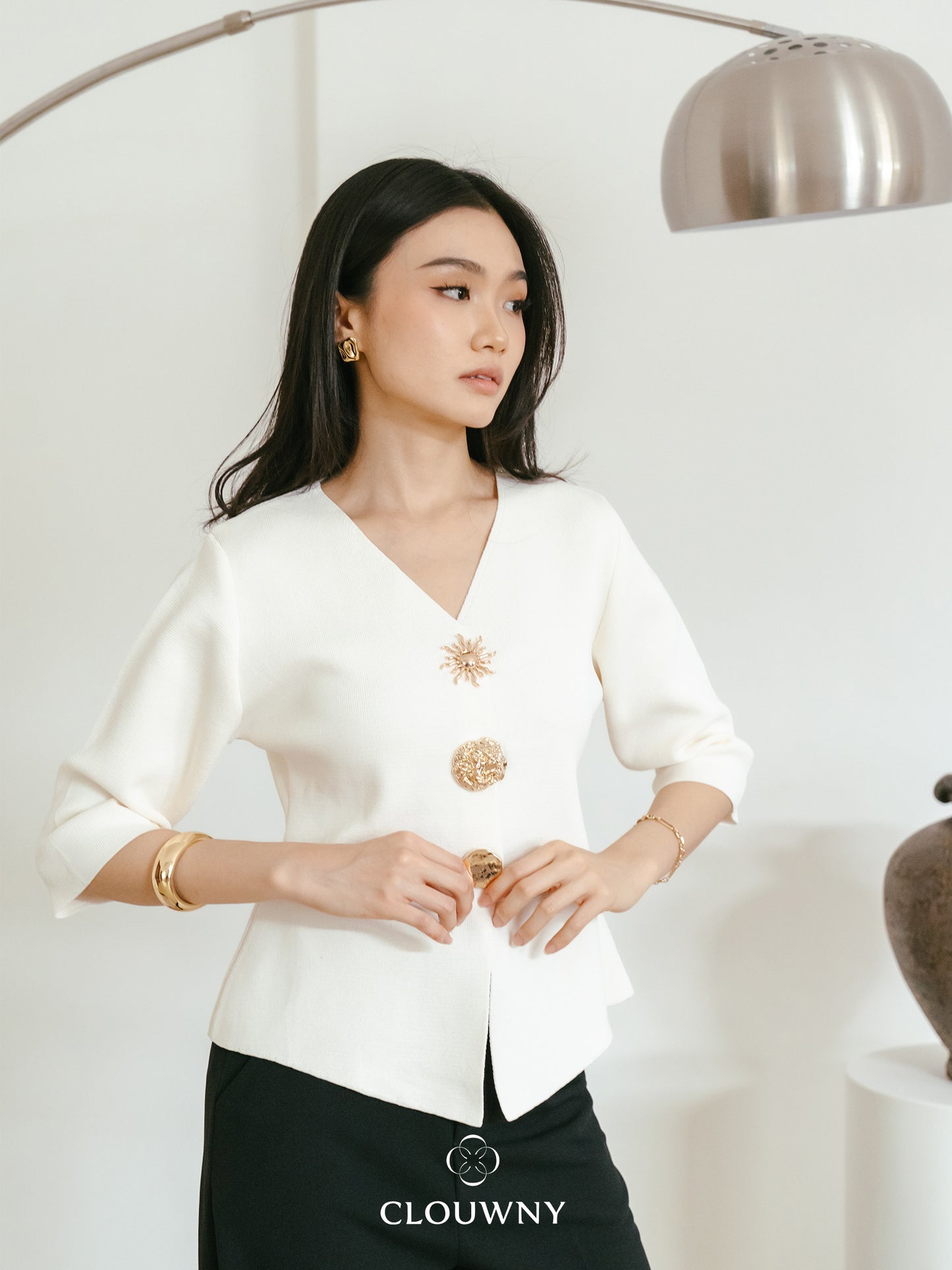 Helios Midisleeve Top - Cream