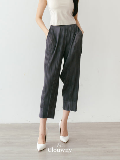 June Basic Pleats Pants - Dark Grey