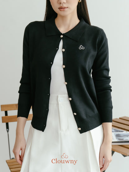 Nava Collar Knit Cardigan - Black