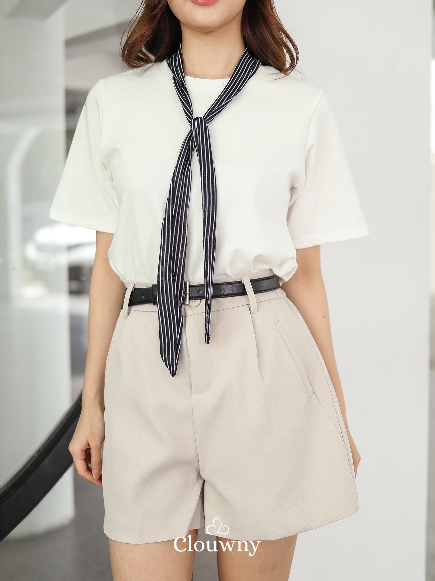 Lucas Scarf Knit Top - White