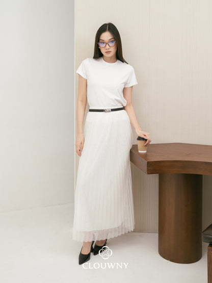 Onyva Tutu Pleats Skirt - White