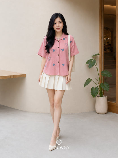 Hands Button Cotton Shirt - Pink