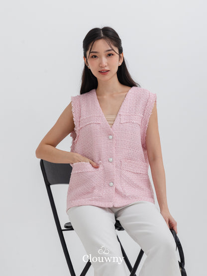 Nada Tweed Vest - Pink