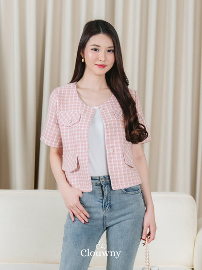 Naoka Tweed Top - Pink